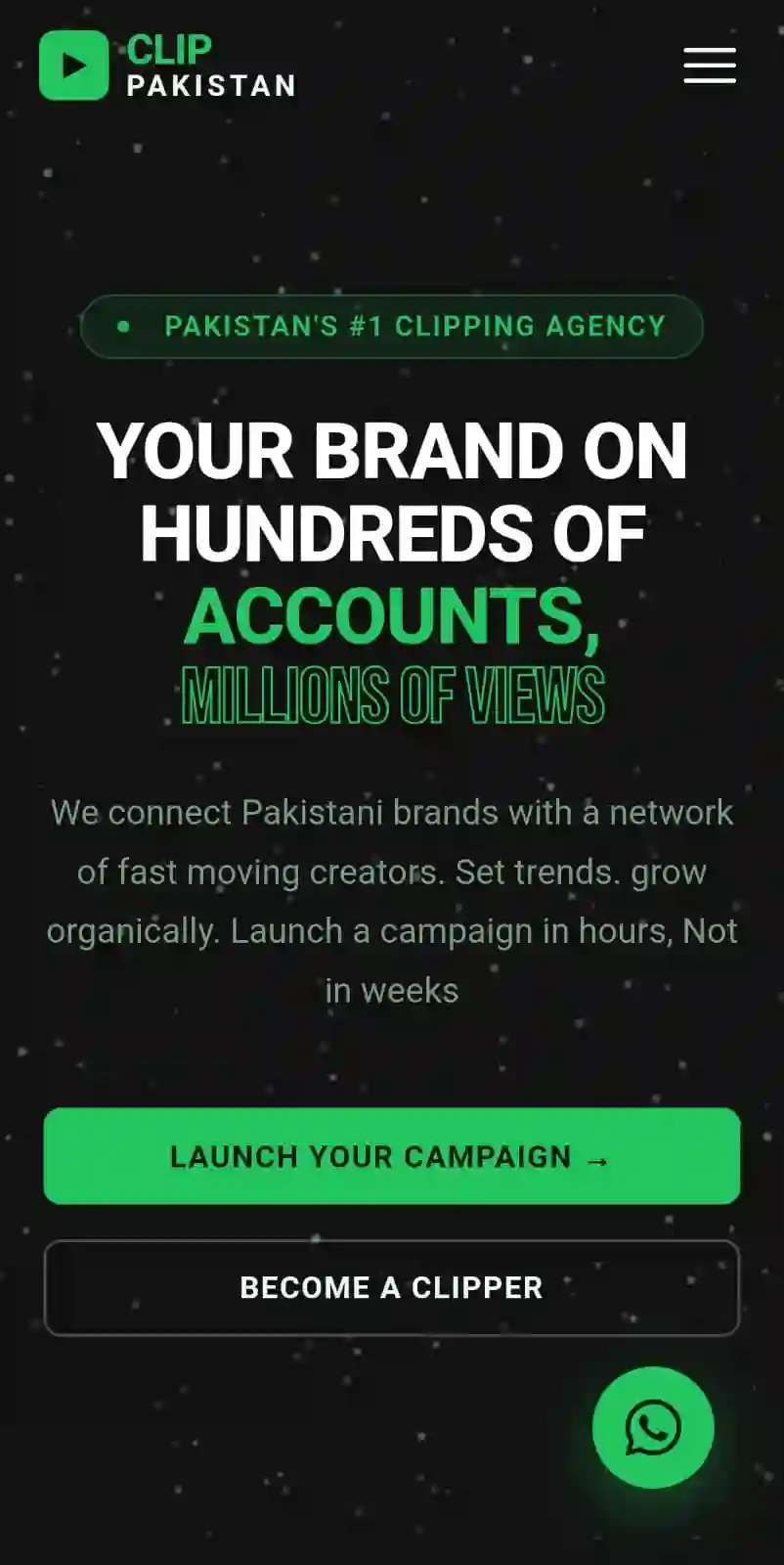 Mobile landing page built for a Marketing Business